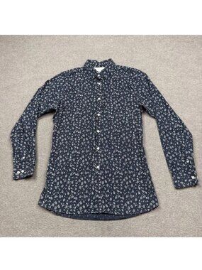 Norse Projects Button Up Shirt Mens Size M Black Floral Long Sleeve Slim